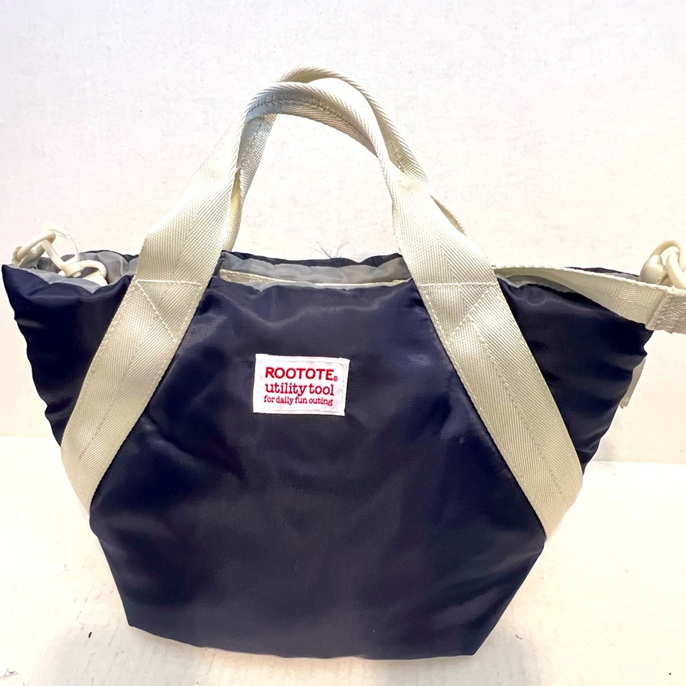 ROOTOTE JAPAN Nylon Tote Bag in Navy Blue & White